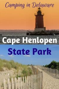 A view of the beach and the lighthouse at Cape Henlopen State Park