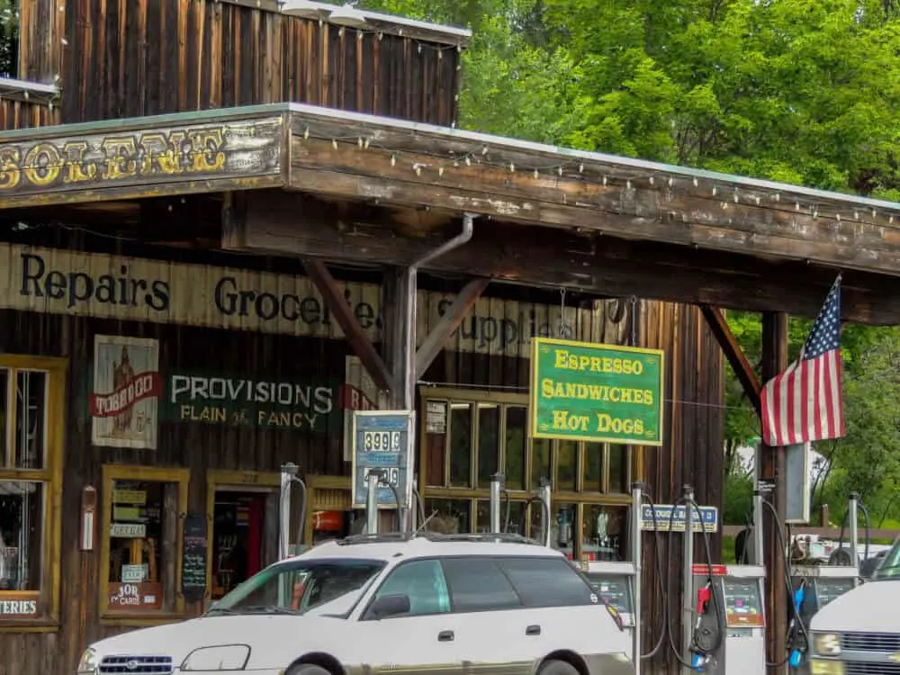 A shot of a old-fashioned gas station in Winthrop, WA