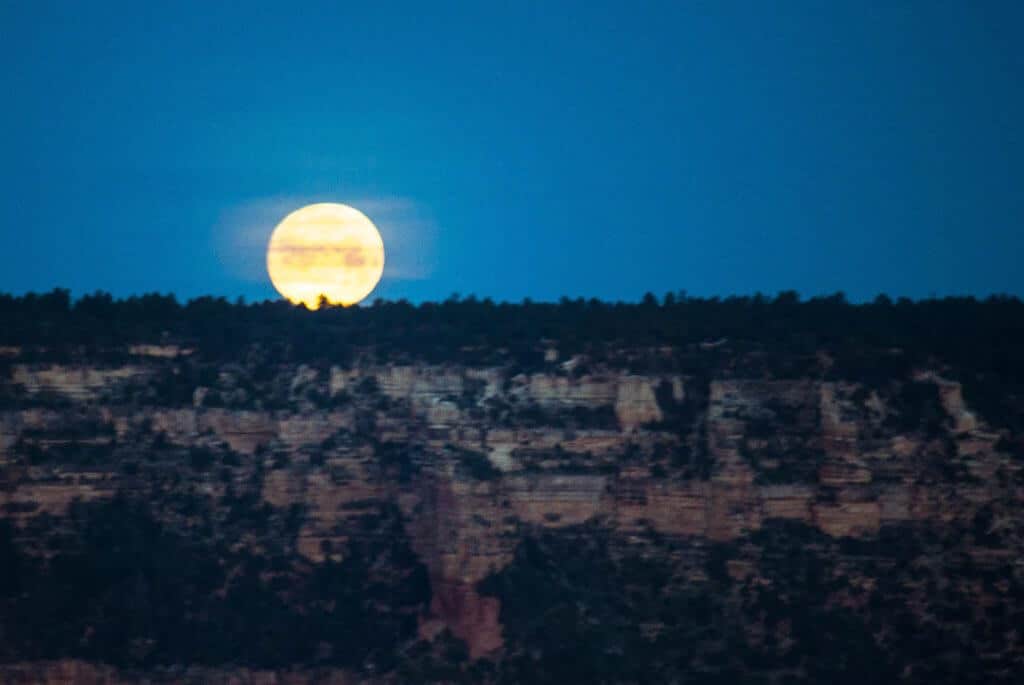 Desert View Campground, Grand Canyon The moon setting over the Grand Canyon at Moran Point