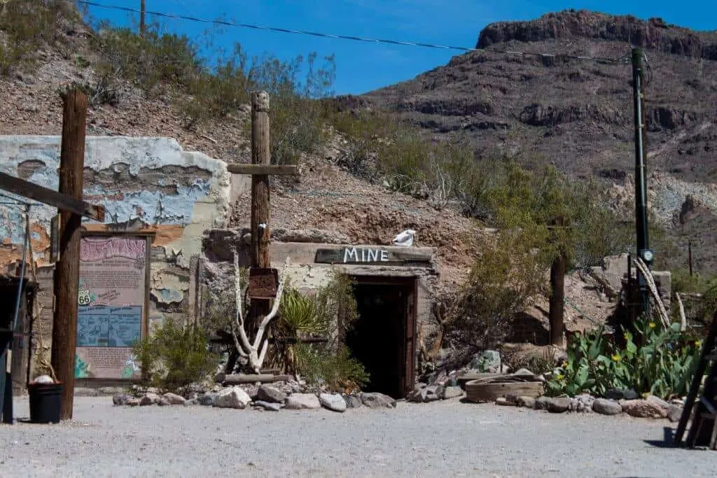 a restored mine for tourists in Oatman, Arizona