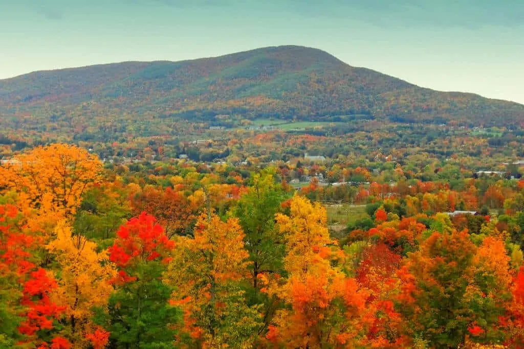 A view of Mount Anthony in Bennington Vermont in October.

