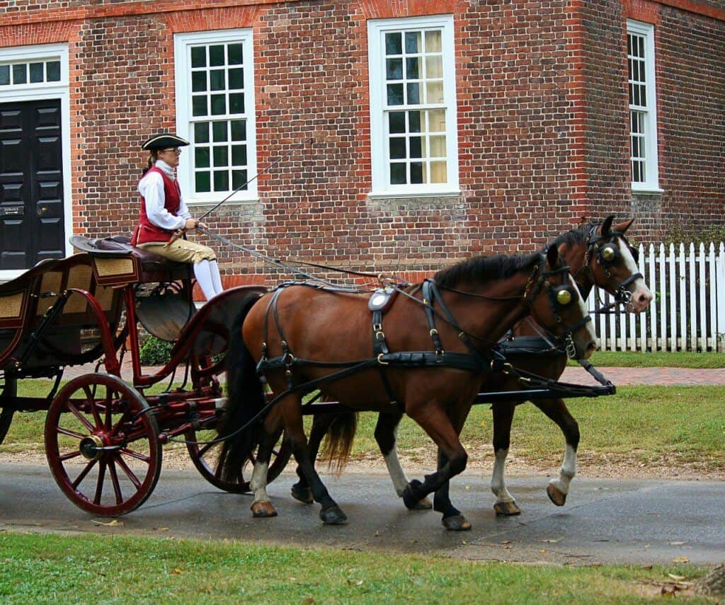 The Most Amazing Living History Museums in the USA 7 a horse-drawn carriage in Colonial Williamsburg