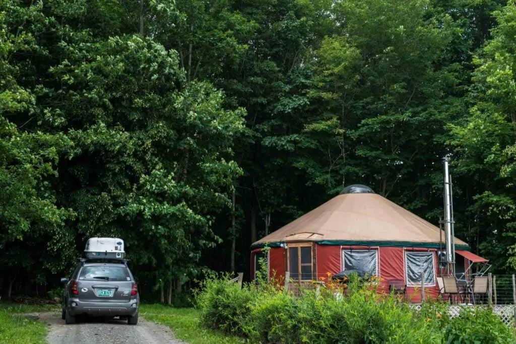 the New York yurt rental at Wellspring Forest Farm in the Finger Lakes of New York. 