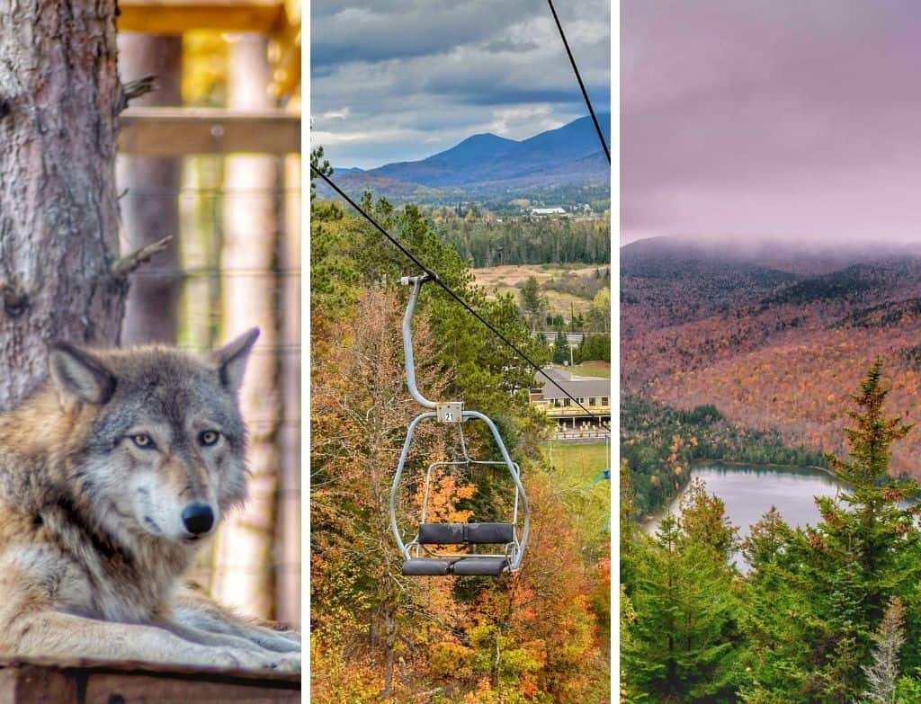 A collage of photos featuring Lake Placid, NY in the fall.
