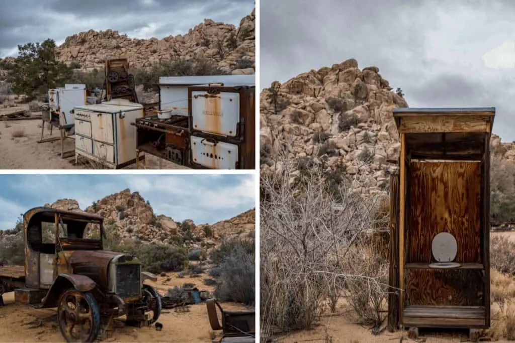 A collage of photos from the Keys Ranch in Joshua Tree National Park.