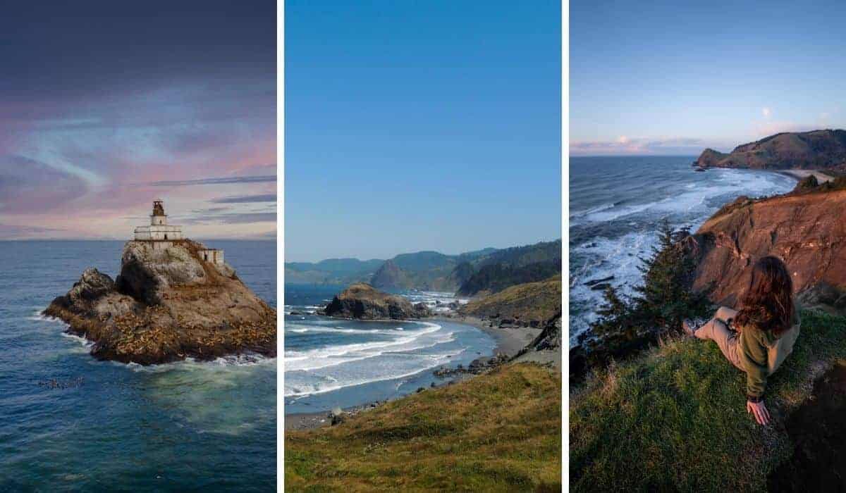 A collage of photos featuring the Oregon coast from Oregon Coast Highway 101.