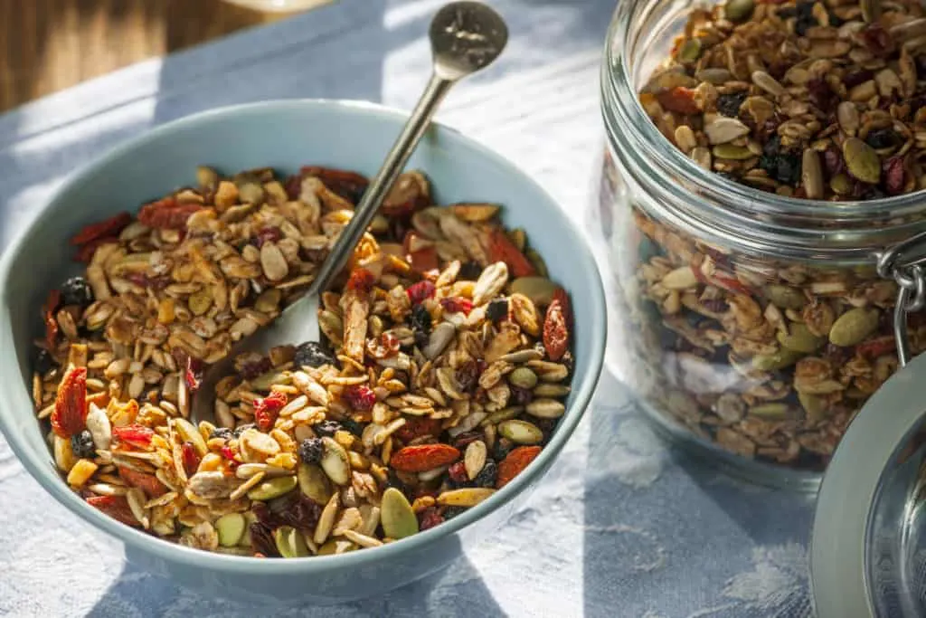 A bowl of granola