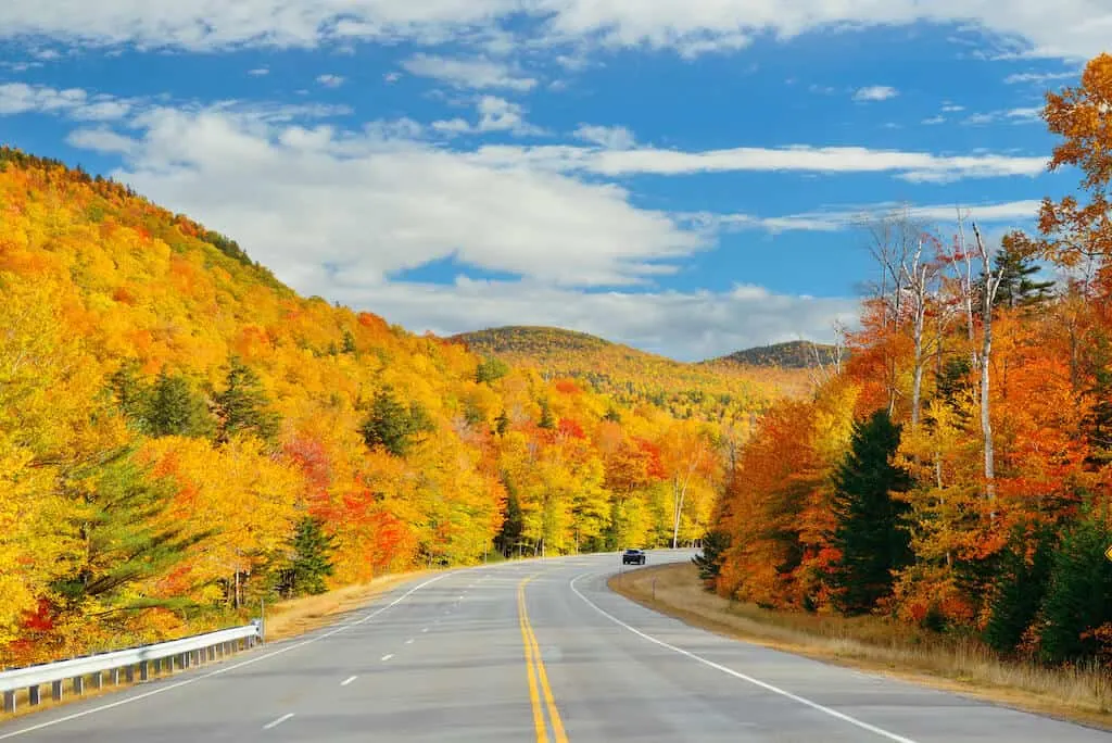 Route 100 in Vermont during the fall.