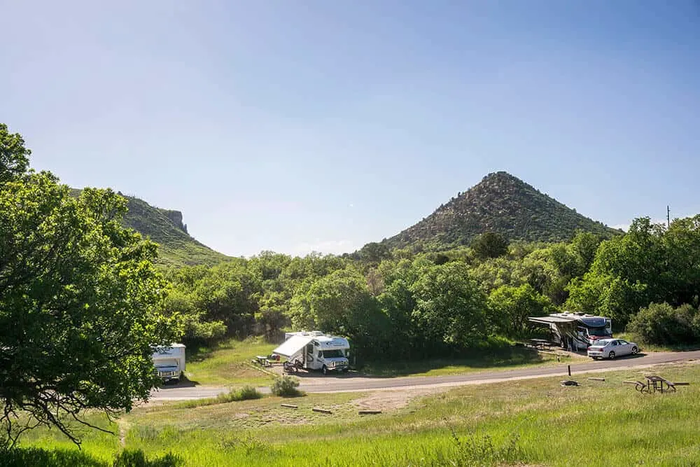 several campsites at Morefield Campground in Mesa Verde National Park