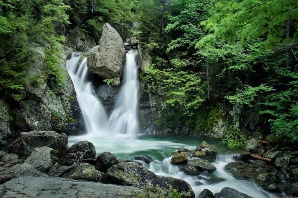 A long exposure shot of Bash Bish Falls