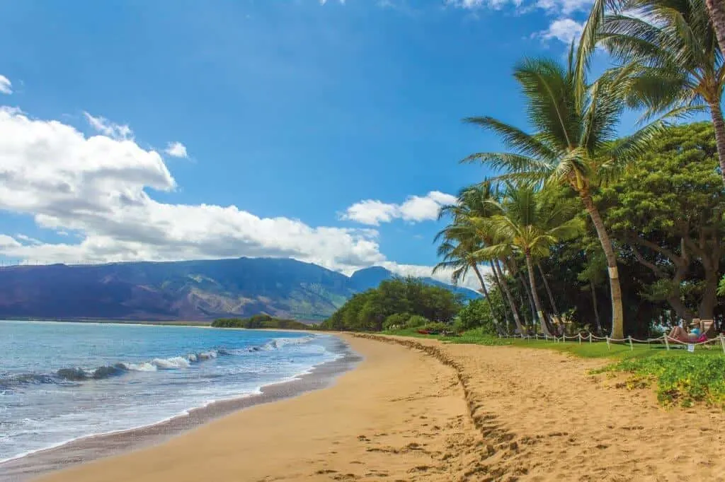 A stretch of sandy beach on Maui in Hawaii discovered on a winter road trip.