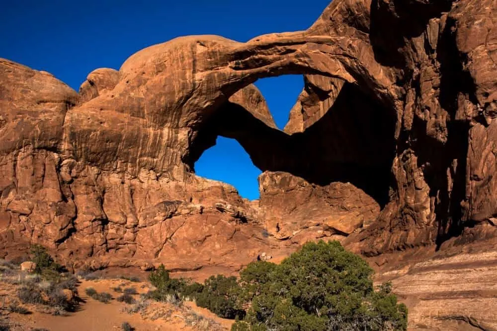 A view of some of the many arches at Arches National Park in the Winter. 
