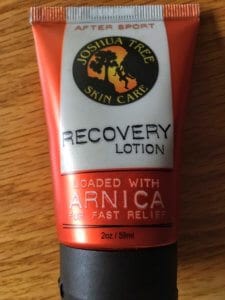 A close up of Joshua Tree Skin Care recovery lotion from the October 2018 Cairn box.