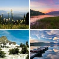 A collage of photos featuring the best outdoorsy things to do in Whitefish Montana.