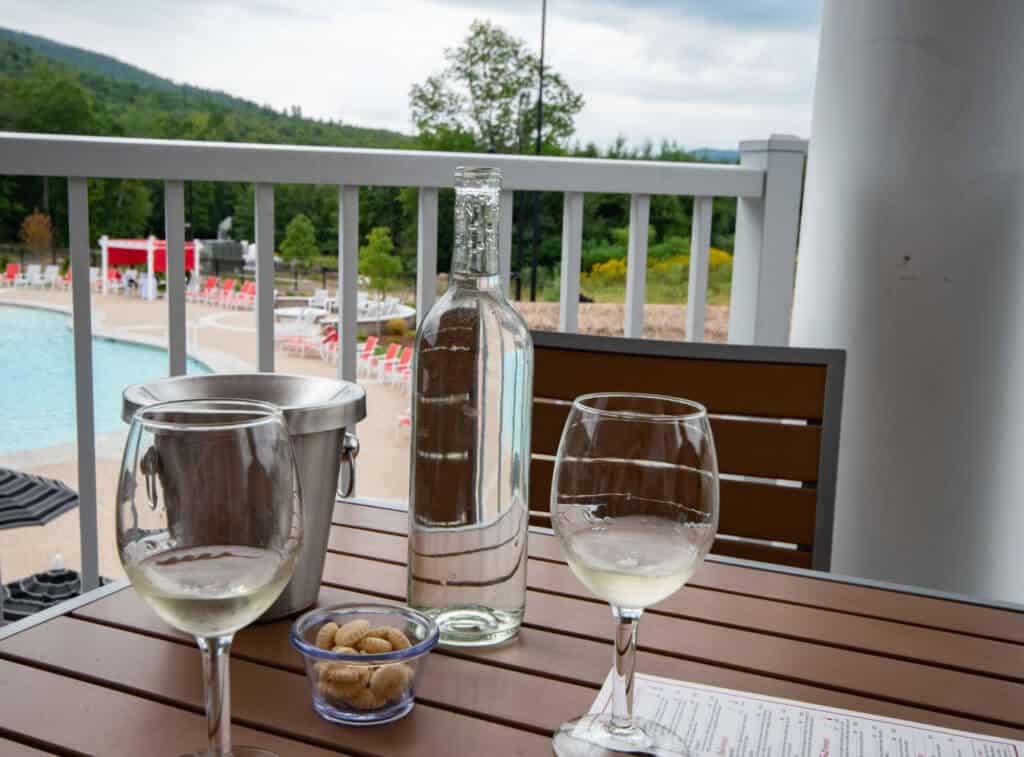 two glasses of white wine.