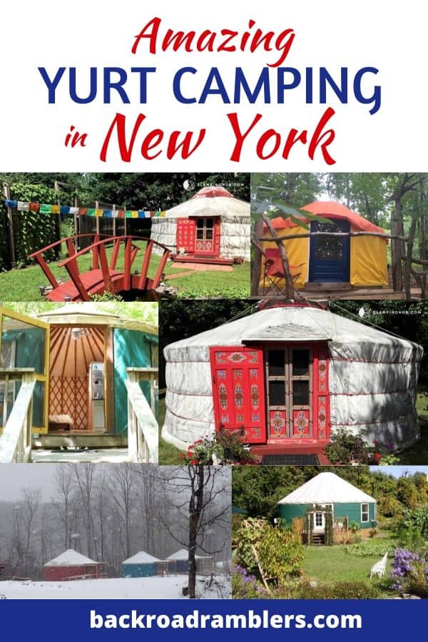 A collage of New York yurt photos. Caption reads: Amazing yurt camping in New York