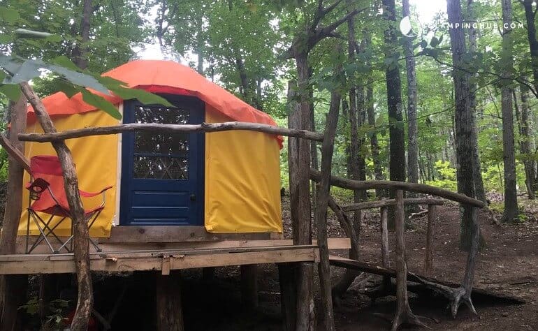 A colorful yurt in the woods near Albany, NY