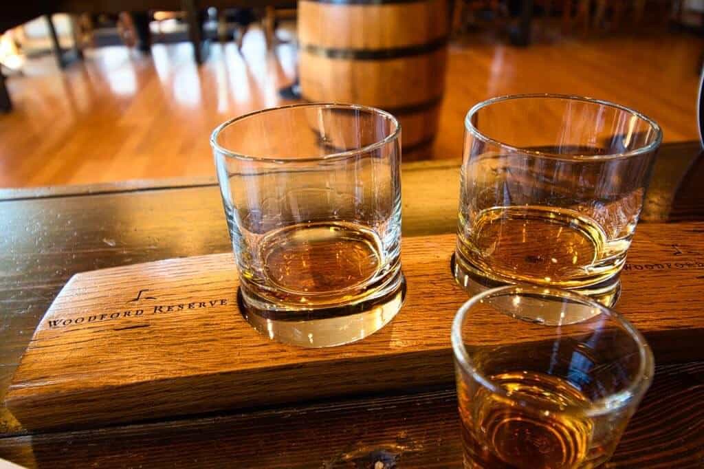 A flight of bourbon on a Kentucky bourbon tour