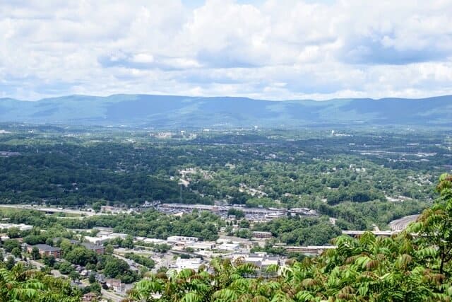 A view of Roanoke, VA from the top of Mill Mountain