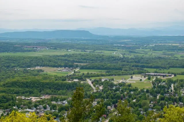 The view of Bristol, Vermont from the Bristol Ledges trail