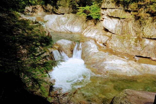 Warren Falls in Vermont on spring day.