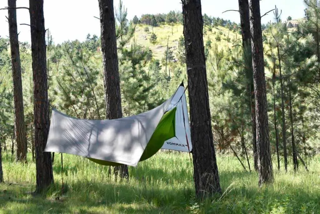 The Kammok Mantis hammock with rainfly.