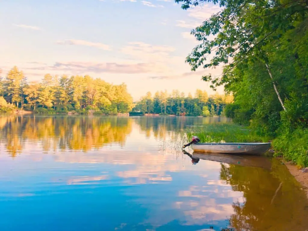 Sunrise on the Saco River from Riverside Lavender Farm in Maine.