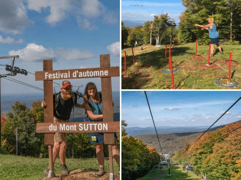 A collage of fall foliage photos from the Mont Sutton Autumn Festival. 