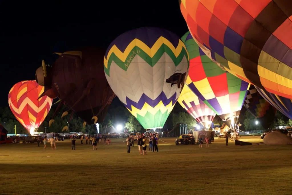 hot air balloon festival at night