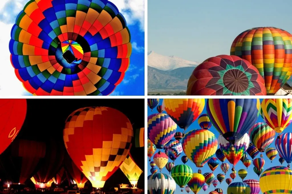 A collage of photos featuring hot air balloon festivals around the USA