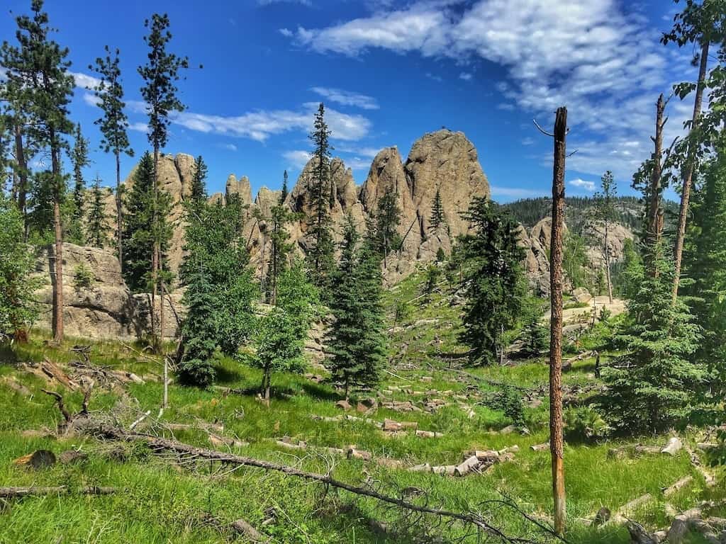 A view of rock spires near Custer State Park in the Black Hills of South Dakota