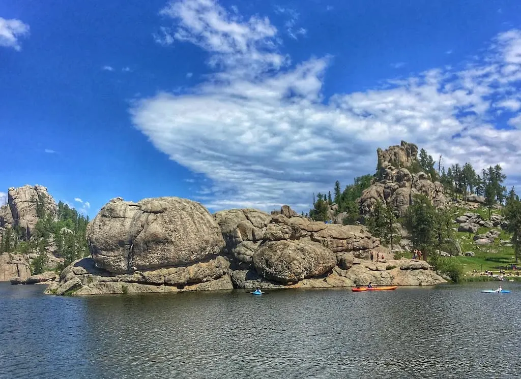 Paddlers on Sylvan Lake in Custer State Park, South Dakota
