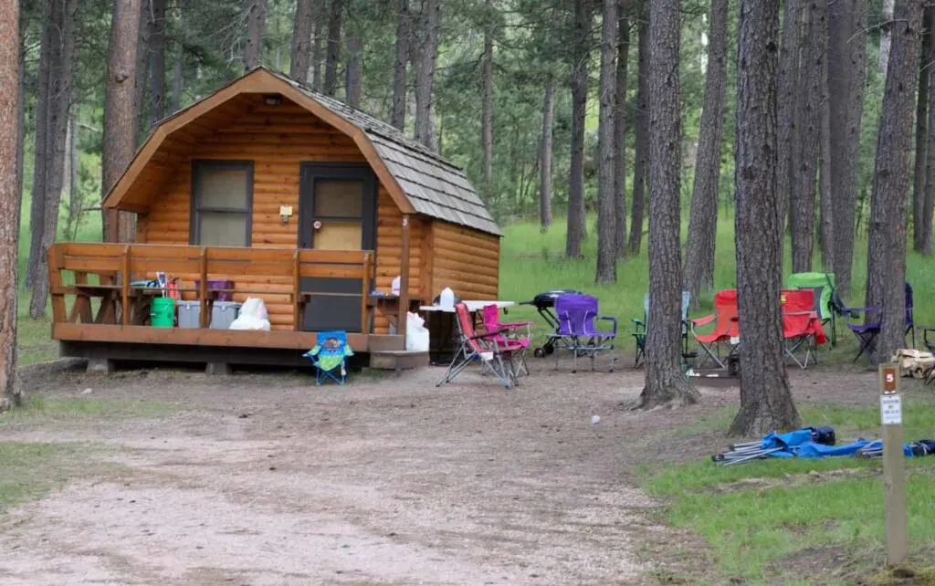 One of the camping cabins in Blue Bell Campground Custer State Park.