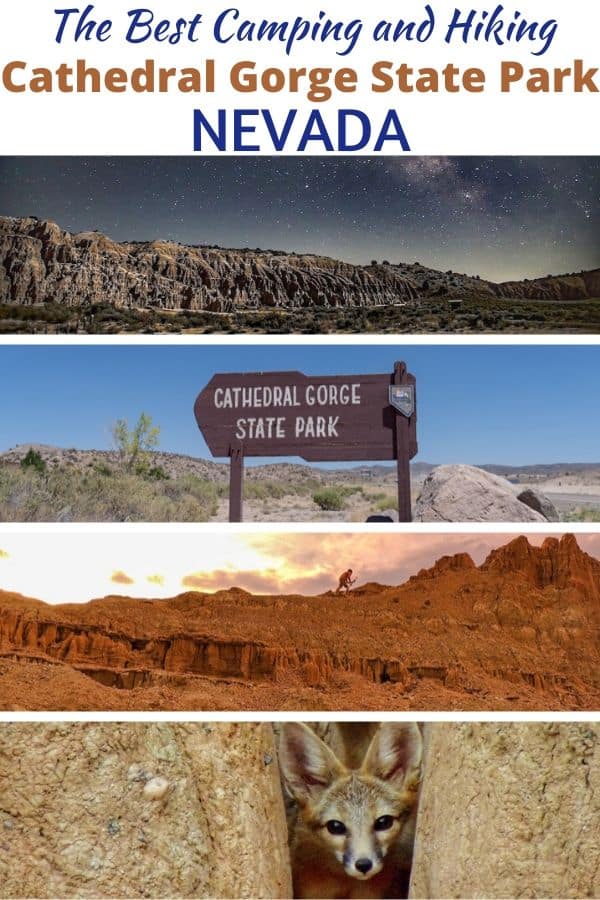 A collage of photos featuring Cathedral Gorge State Park in Nevada.