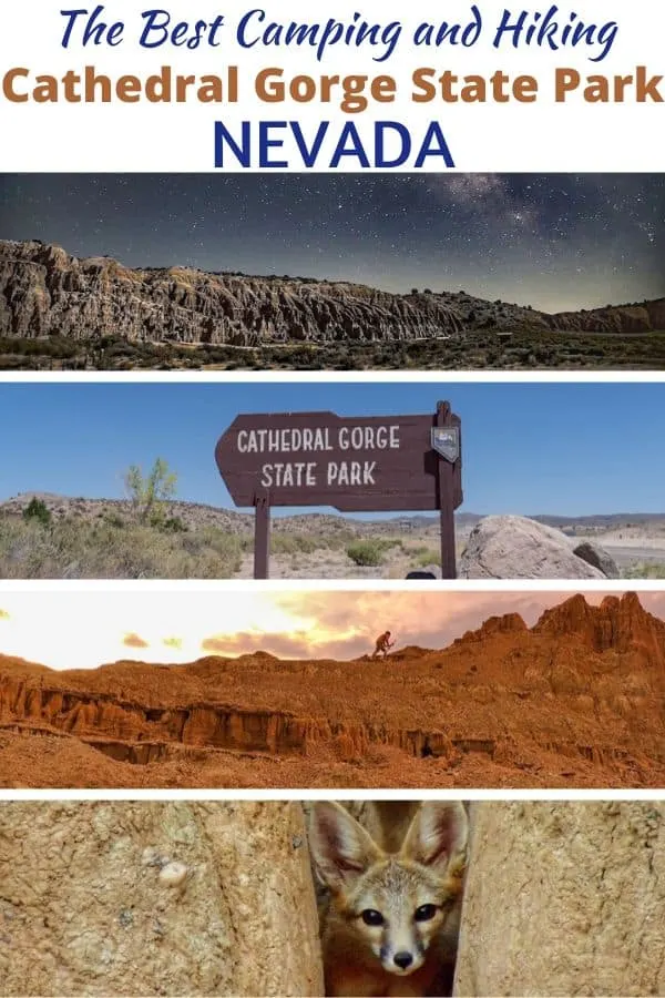 A collage of photos featuring Cathedral Gorge State Park in Nevada.