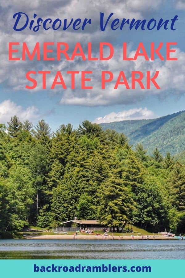The view of the beach at Emerald Lake State Park in Vermont