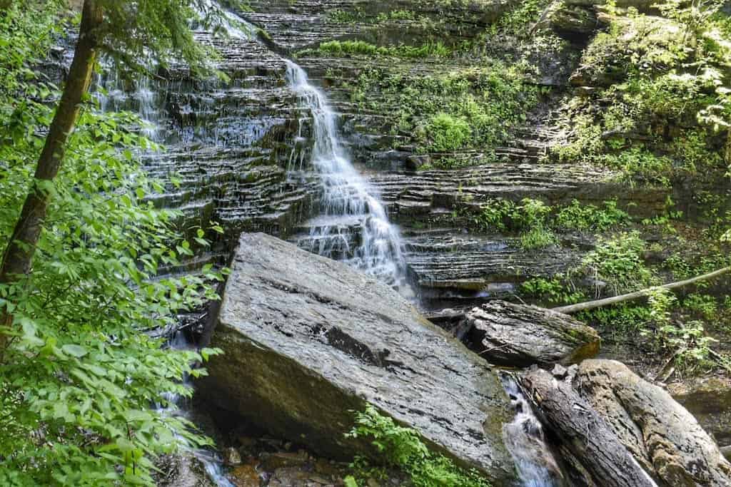 A summer view of Lye Brook Falls in Manchester, Vermont