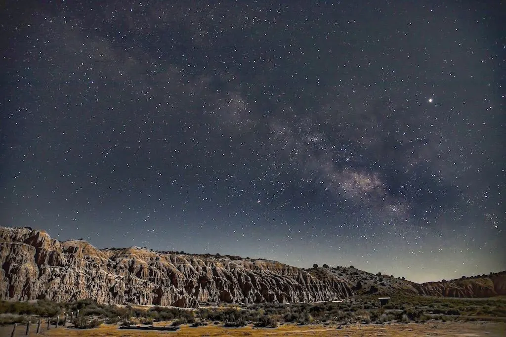 The milky way over Cathedral Gorge State Park in Nevada