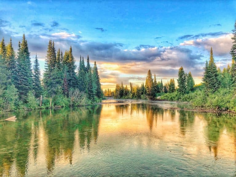 Sunset at Jenny Lake Campground in Grand Teton National Park.