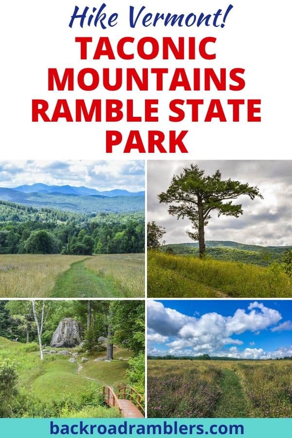 A collage of hiking trail photos featuring Taconic Mountains Ramble State Park in Vermont