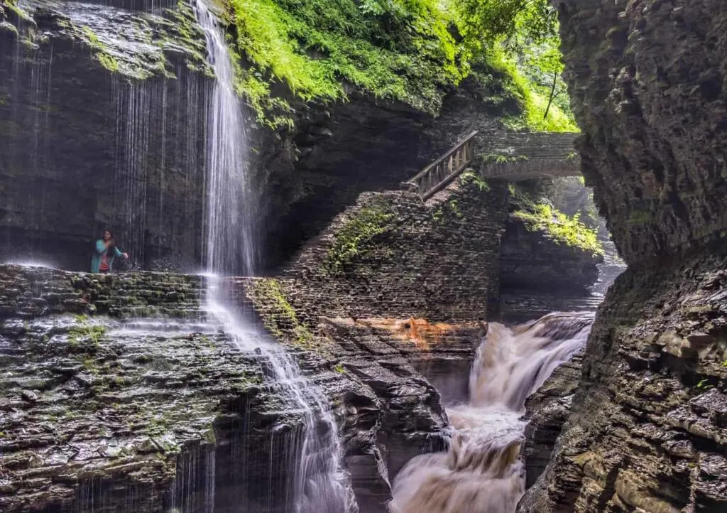 One of 19 waterfalls in Watkins Glen State Park in the Finger Lakes of New York.