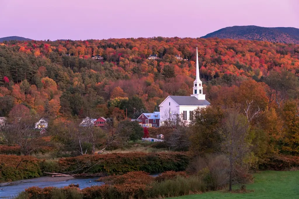 Stowe Vermont in the fall.