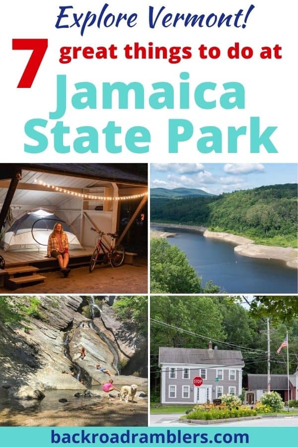 A collage of photos featuring Jamaica State Park in Vermont