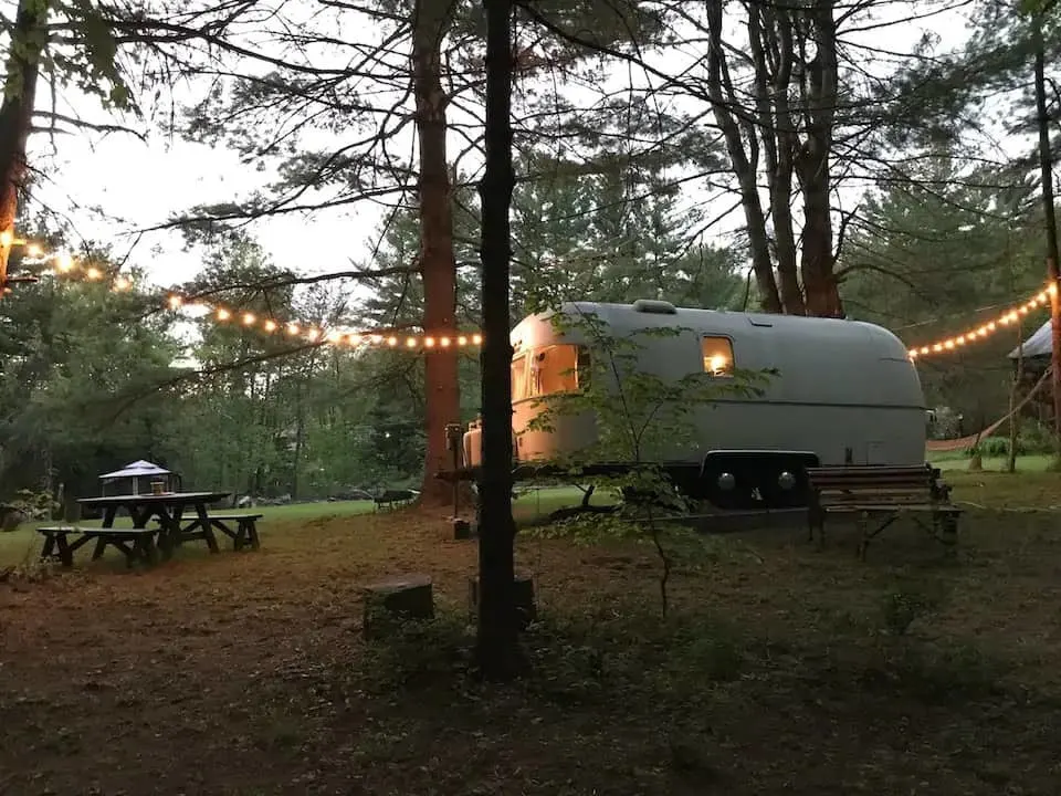 An airstream for rent in the Catskill Mountains. 