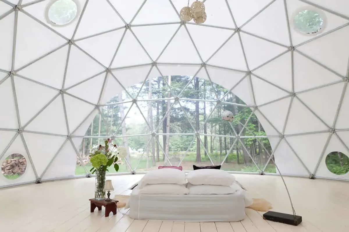 Geodesic dome for rent in Woodbridge, NY. Photo credit: Airbnb