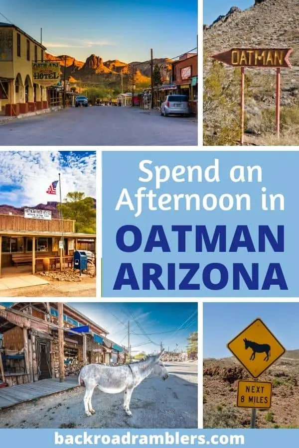 A collage of photos featuring Oatman Arizona