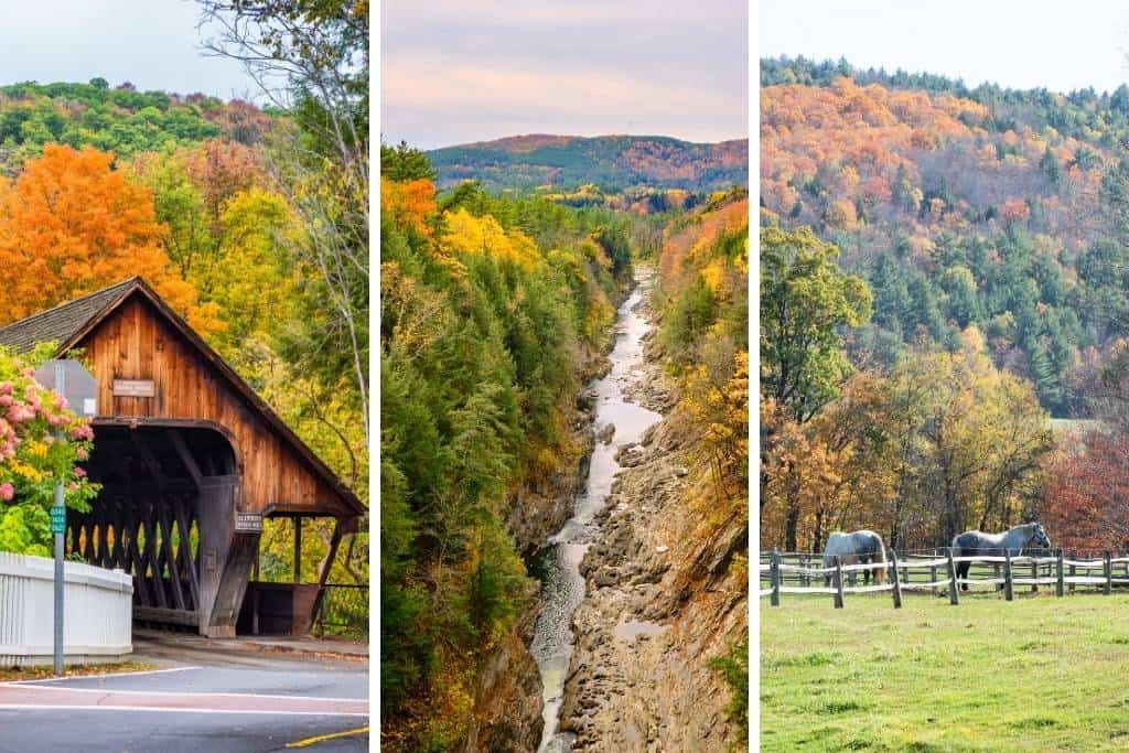 A collage of photos from Woodstock VT