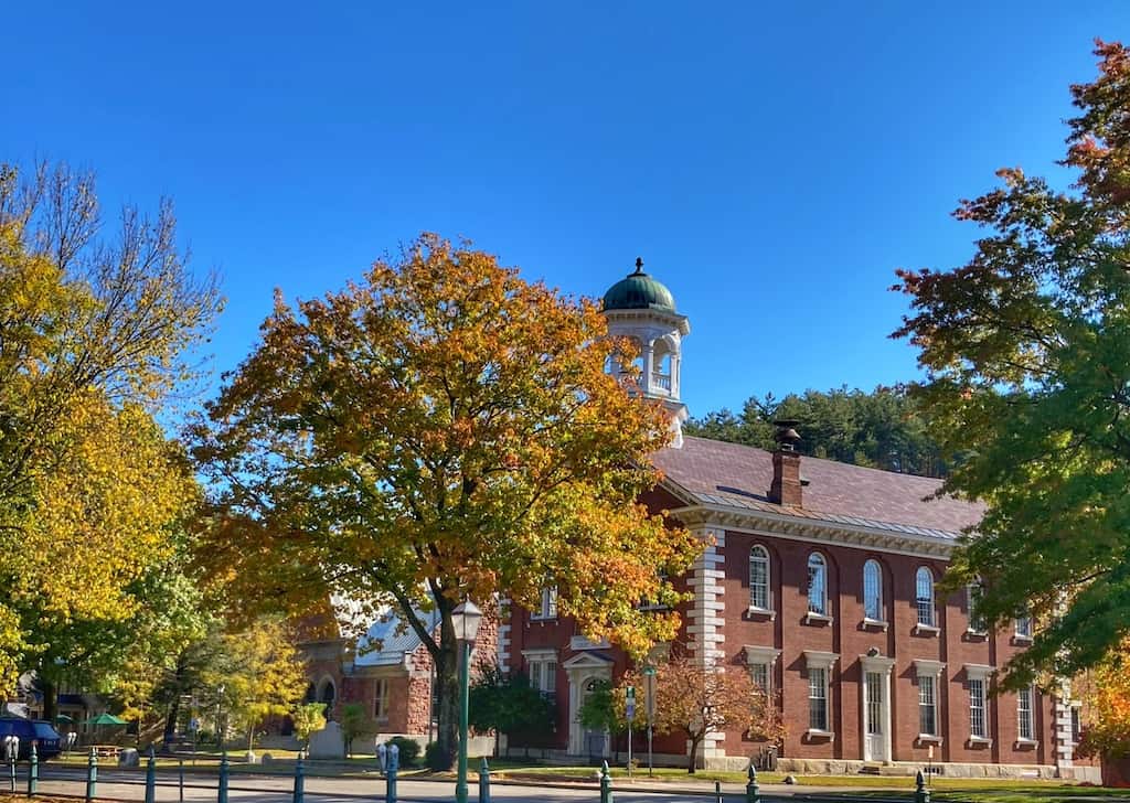 A historic building across from the town green in Woodstock, Vermont