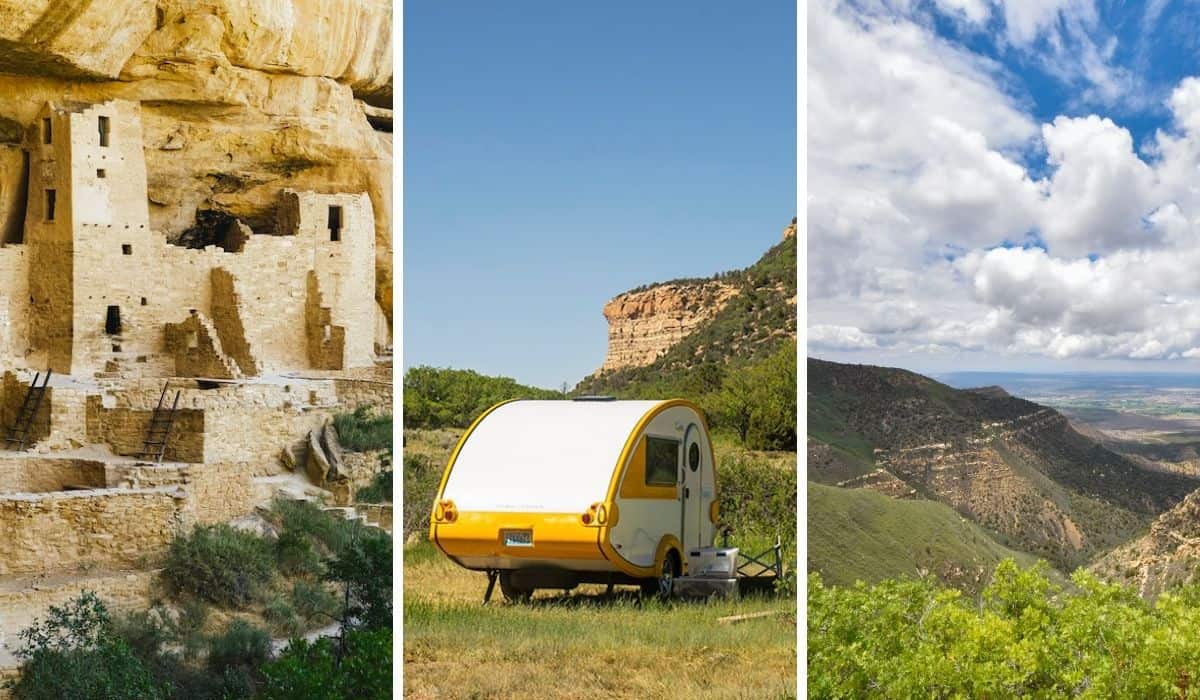 A collage of photos featuring Mesa Verde National Park in Colorado.