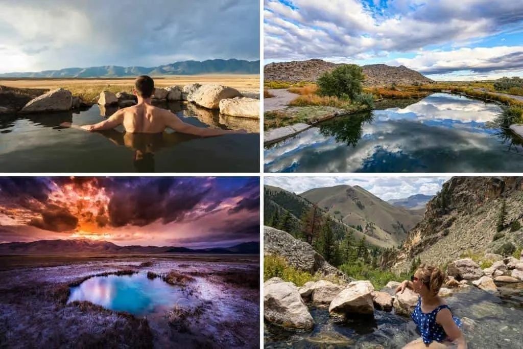A collage of photos featuring hot springs in the United States